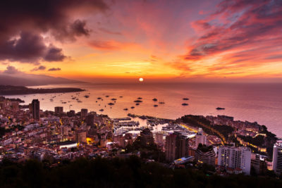 Sunrise à Monaco pendant le Yacht Show.